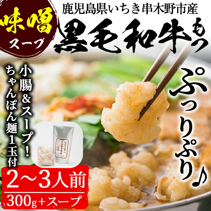 【ふるさと納税】鹿児島県産の黒毛和牛使用！もつ鍋セット(2～3人前)「贅の味噌」スープ(750g)と黒毛...