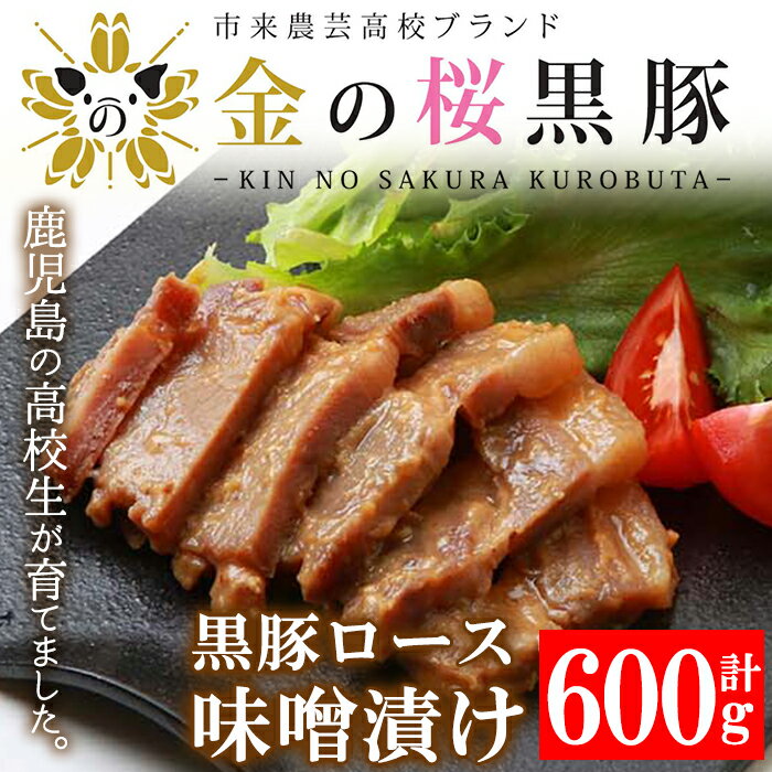 市来農芸高校産 黒豚ロース味噌漬け 100g×6袋(計600g)!豚 豚肉 肉 鹿児島 国産 黒豚 惣菜 味付き肉 味噌 みそ漬け おかず 冷凍 ギフト 贈答[エーエフ企画]