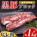 鹿児島県産黒豚ヒレブロック(計約1kg・約500g×2本)！国産 豚 豚肉 肉 食品 肉類 冷凍 ヒレ肉 ブロック 九州 ヒレカツ ステーキ ローストポーク