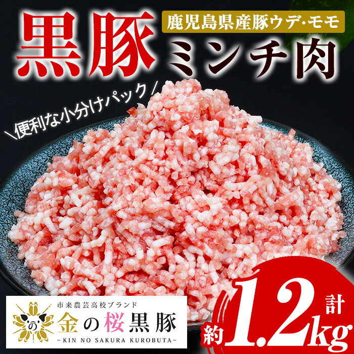 【ふるさと納税】市来農芸高校産 黒豚ミンチ(計約1.2kg・200g×6パック)！ウデ モモ ウデ肉 モモ肉 国産..