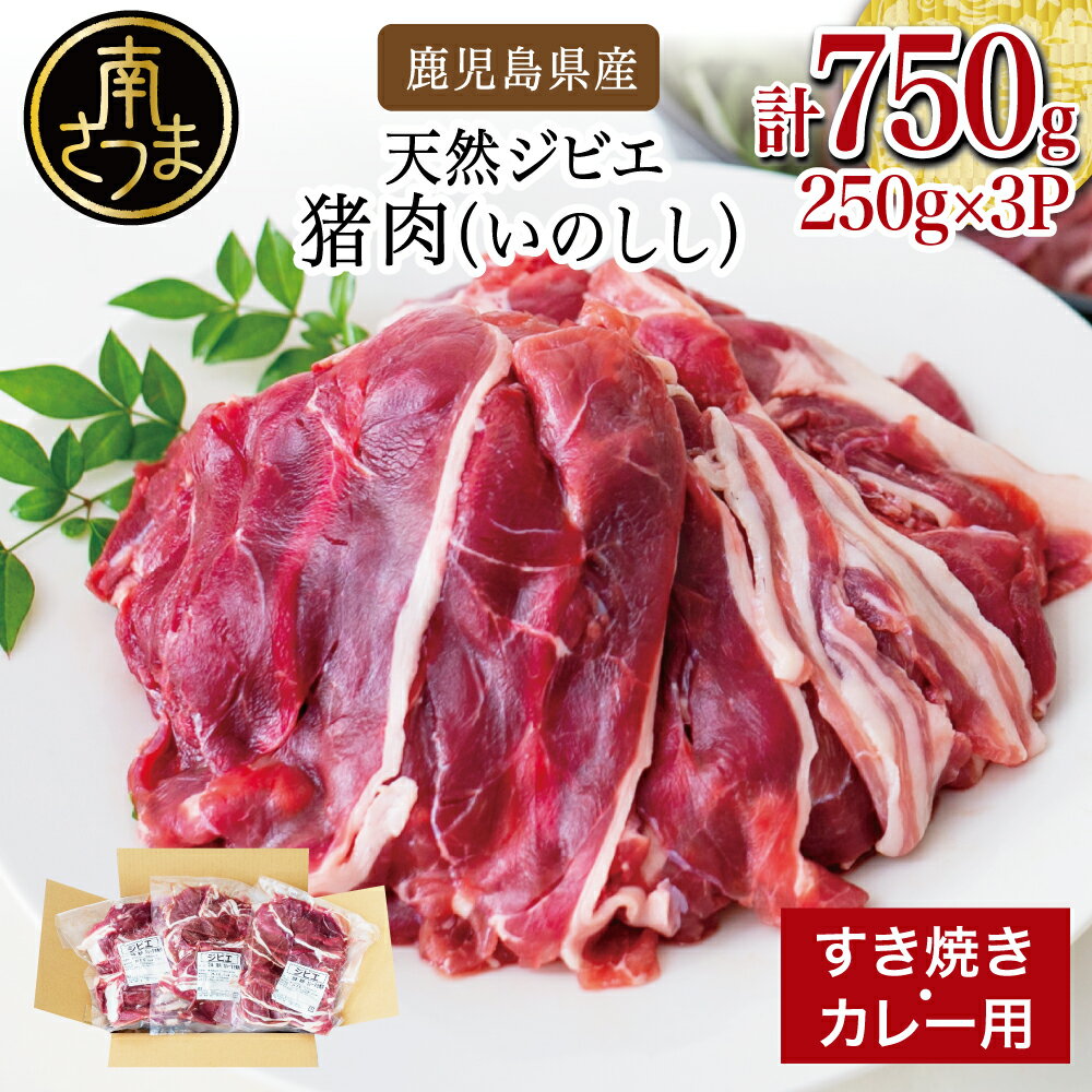 鹿児島県南さつま産 猪（いのしし）肉　すき焼き・カレー用 計750g（250g×3P） 国産 冷凍 グルメ 送料無料 臭み少ない やわらか 食べやすい 鹿児島産 ジビエ肉 ジビエセット 調理用