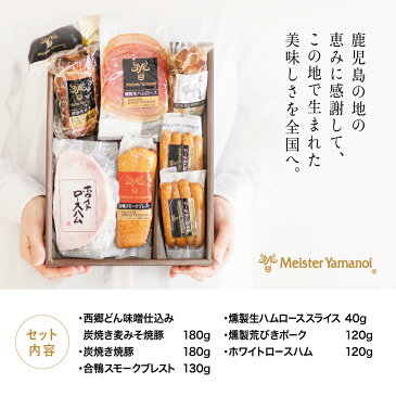 【ふるさと納税】炭焼き焼豚 と 合鴨スモークの詰め合わせ(6種)チャーシュー ハム 焼き豚 生ハム ロースハム 合鴨 ソーセージ 山野井 グルメ ギフト 内祝い 贈答用 最短発送 送料無料 化粧箱入り 熨斗 ハムギフト【2019年度 ふるさと納税 寄附額 鹿児島県1位 南さつま市】