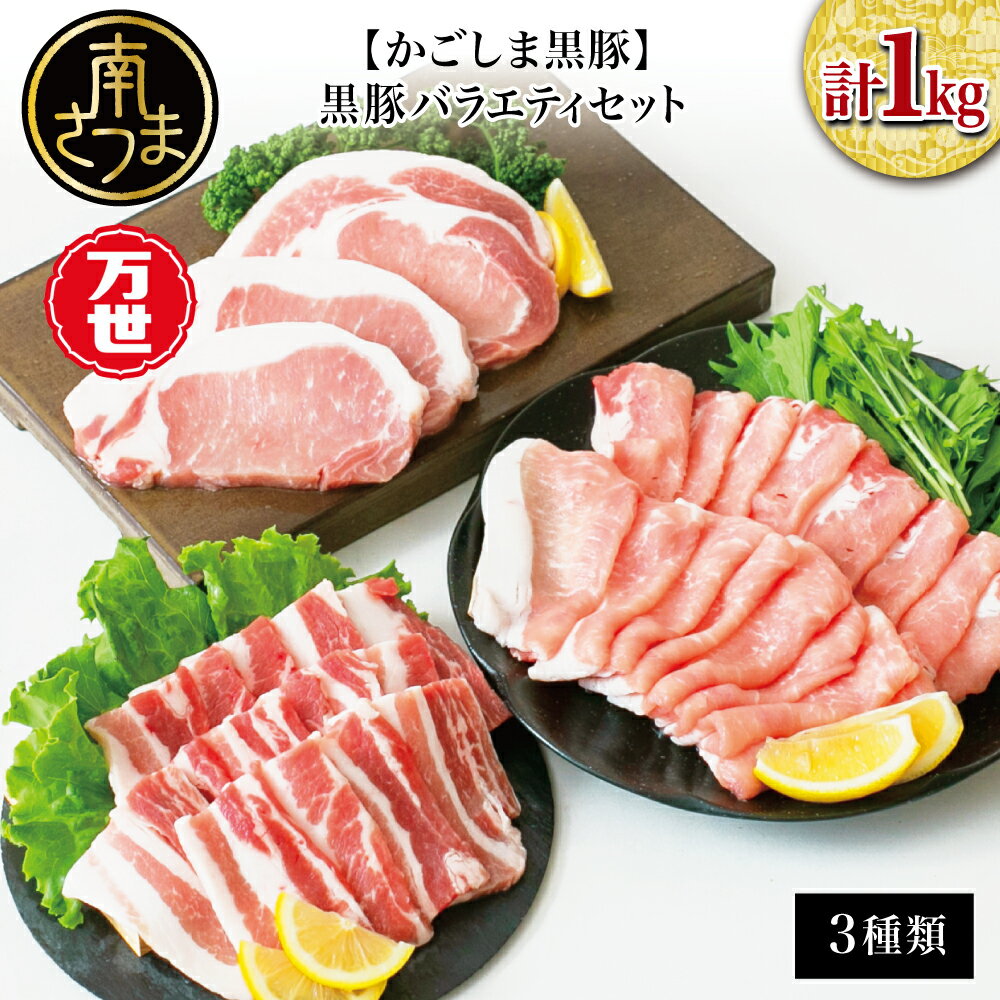 【ブランド黒豚】かごしま黒豚 3種類 計1kg バラエティセット 国産 豚肉 鹿児島県産 冷凍 送料無料