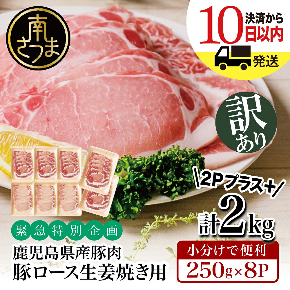 【ふるさと納税】【訳あり】50セット限定！ 畜産王国鹿児島の 豚ロース 生姜焼き用 2kg （小分け250g×8パック） 肉 お肉 炒め物 生姜焼き 豚肉 かごしま 鹿児島県産 スライス グルメ 冷凍 国産 カミチク 南さつま市 送料無料