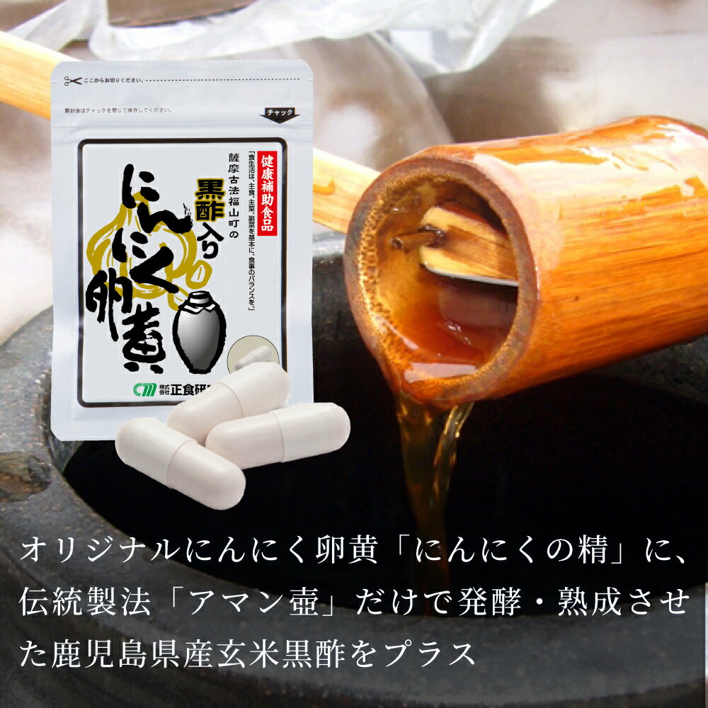 【ふるさと納税】【健康補助食品】黒酢入りにんにく卵黄 （31粒入り×2袋） にんにく 卵黄 健康食品 ニンニク 玄米 黒酢 発酵 健康 元気の源 オリジナル 正食研究所 南さつま市 送料無料 【2019年度 ふるさと納税 寄附額 鹿児島県1位 南さつま市】