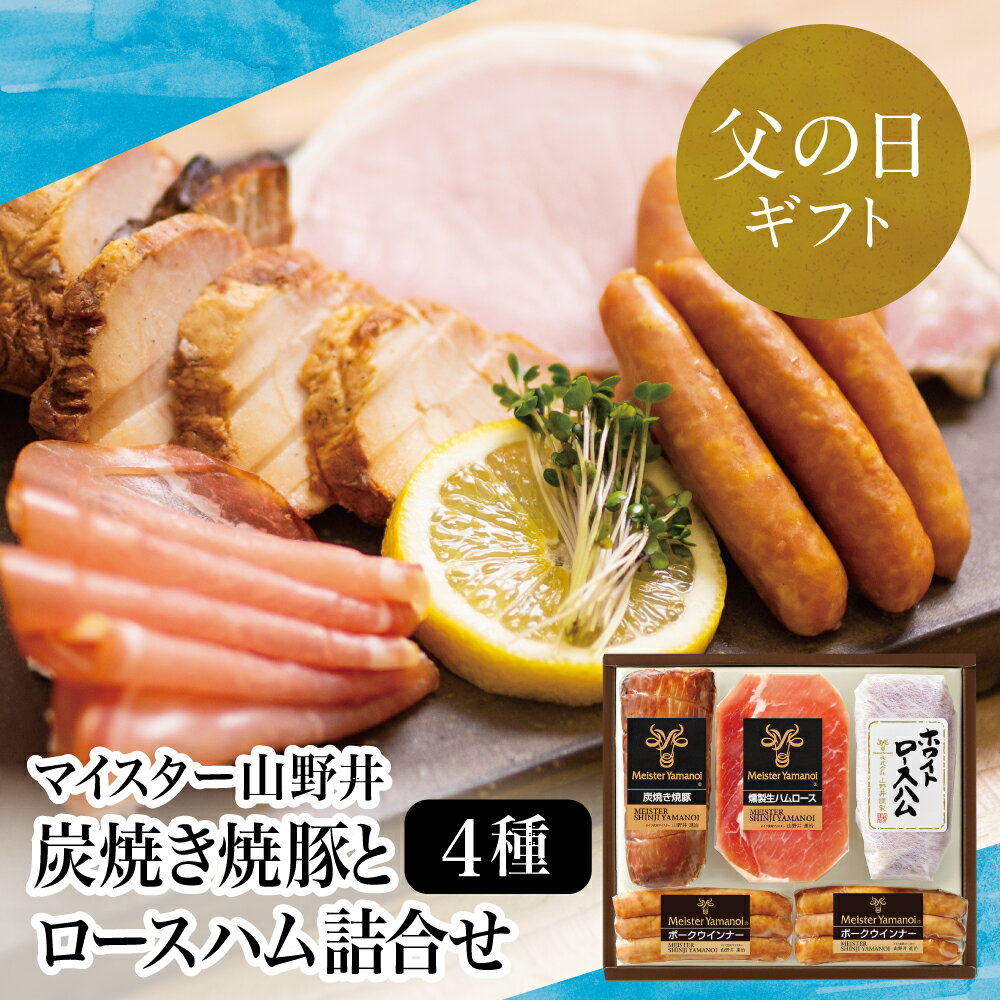 【ふるさと納税】【父の日ギフト】炭焼き焼豚とハムの詰め合わせ（4種）ハムギフト チャーシュー 焼き豚 生ハム ロースハム 山野井 ごはん グルメ セット 冷蔵 南さつま市 贈り物 ギフト 贈答用 送料無料