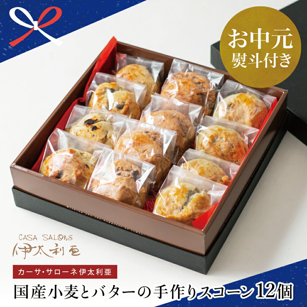 [お中元ギフト]国産小麦とバターの手作りスコーン12個(プレーン、ベリーレモン、チョコ) クッキー 焼き菓子 スイーツ お菓子 ホットビスケット パン 南さつま市 贈り物 夏ギフト 贈答用 送料無料 のし対応 お中元熨斗付き