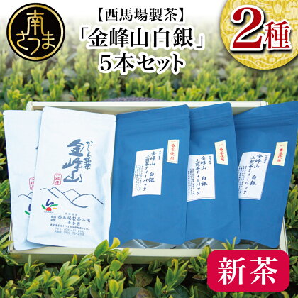 【先行受付：2024年新茶】期間限定 自園自製 「金峰山 白銀」＆ティーパックセットの詰め合わせ 贈答用 ギフト 贈答 鹿児島県産 かごしま お茶 日本茶 緑茶 茶葉 南さつま市 西馬場製茶 送料無料