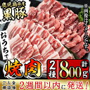 【ふるさと納税】＜入金確認後、2週間以内に発送！＞豚の飼養頭数日本一！鹿児島県産黒豚焼肉セット(計800g・肩ロース、バラスライス 各400g×1P)BBQ 焼肉 黒豚 2種セット 肉 豚肉 ロース バラ 豚バラ 小分け 詰め合わせ 国産 鹿児島県産【ナンチク】a0-286-2w