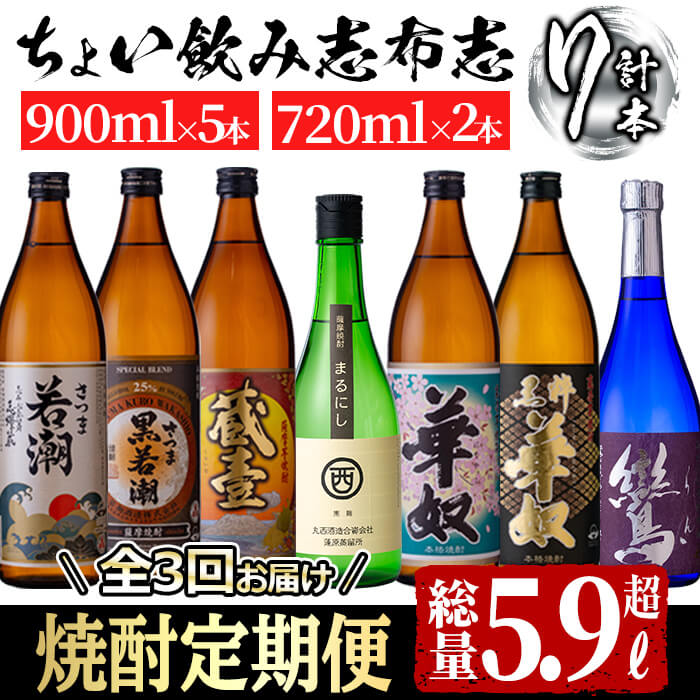 【ふるさと納税】≪定期便・全3回≫ちょい飲み志布志定期便 計5.9L超！毎月焼酎をお届け！志布志を代表...