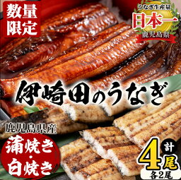 【ふるさと納税】【数量限定】鹿児島県産 伊崎田のうなぎ蒲焼き＆白焼きセット(計4尾/各2尾/計540g以上) 鰻 蒲焼 白焼き うなぎ ウナギ 2尾 国産 九州産 鹿児島県産 食べ比べ 有頭 無頭 うな重 うな丼 ひつまぶし タレ 山椒【伊崎田養魚場】b8-008