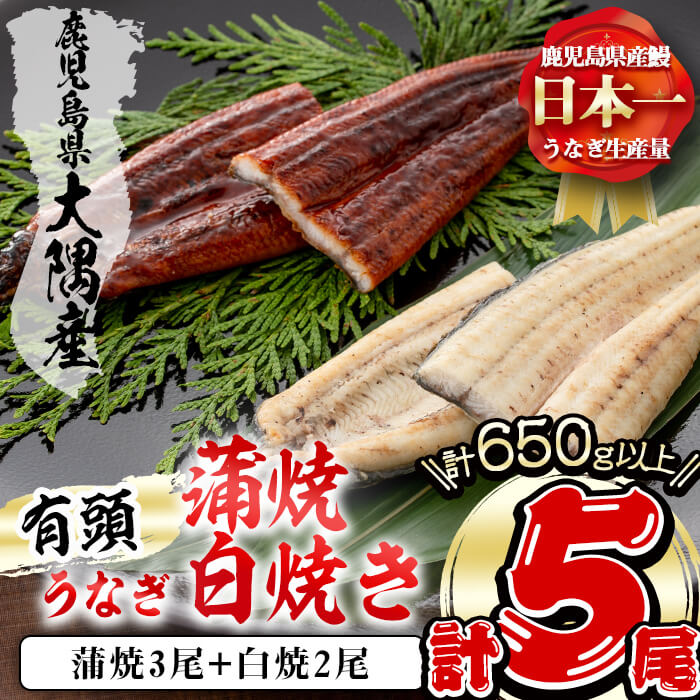 楠田の極うなぎ蒲焼3尾・白焼き2尾130g以上×5尾(計650g以上)箸で切れるほどふっくら柔らか!脂の「甘み」が特徴!鰻のかば焼きと白焼の食べ比べセット♪[楠田淡水]c0-093