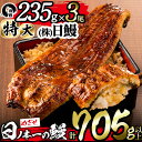 【ふるさと納税】うなぎ生産量日本一の鹿児島県産！日ノ本一の鰻の蒲焼き＜特大＞3尾セット(計705g以上)たれ、山椒付…