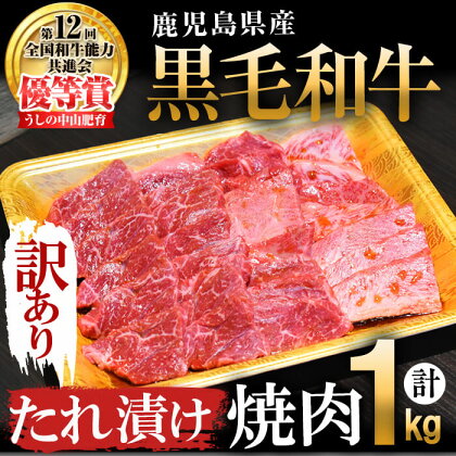 【訳あり・数量限定】鹿児島県産 うしの中山黒毛和牛タレ漬け焼肉1kg 黒毛和牛 和牛 たれ漬け 肉 牛肉 国産 九州産 鹿児島県産 焼肉 BBQ 日本一 ランキング 人気 ボリューム【nixy CHUZAN】b0-172