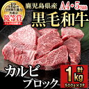 【ふるさと納税】うしの中山 カルビブロック(1kg) 黒毛和牛 和牛 肉 牛肉 国産 九州産 鹿児島県産 焼肉 カルビ 日本一【nixy CHUZAN】 c2-013