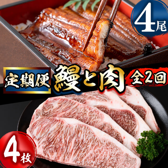 【ふるさと納税】【定期便全2回】鰻と肉の定期便！ステーキ4枚