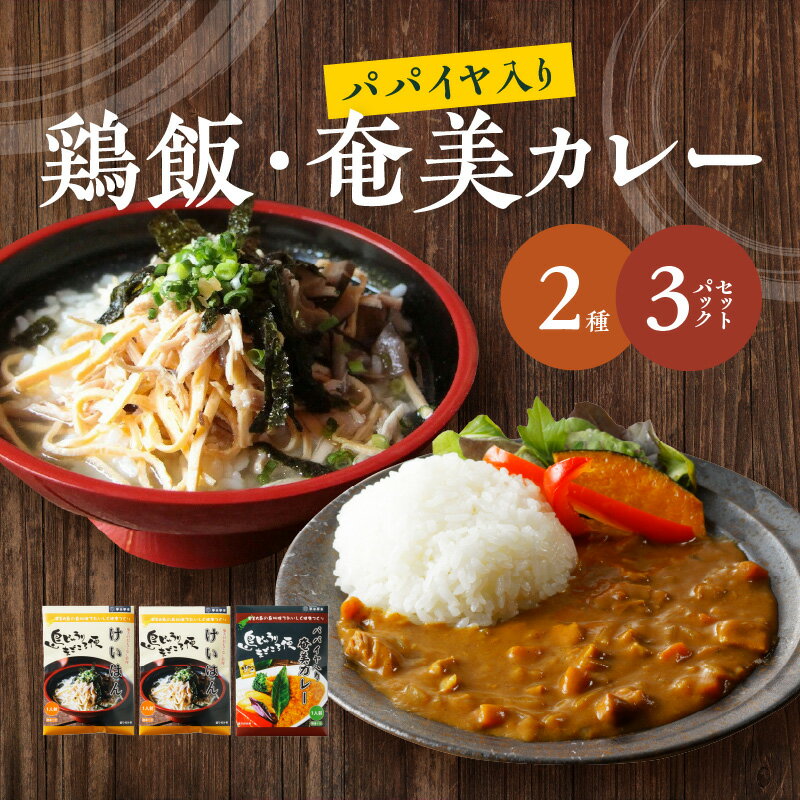 19位! 口コミ数「0件」評価「0」 【2月1日より受付再開】レトルト カレー 1袋 鶏飯 2袋 セット 詰め合わせ チキンカレー パパイヤ入り 島ウコン 島料理 島おこし 郷･･･ 