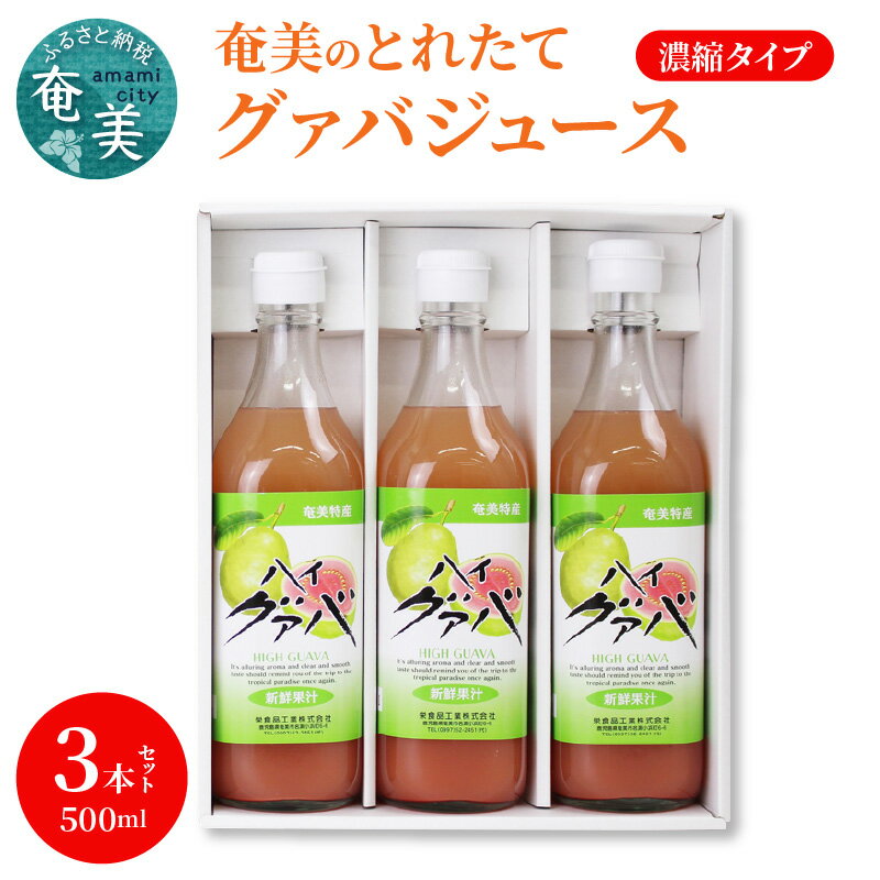 22位! 口コミ数「0件」評価「0」 ジュース グァバ 希釈 500ml 3本 セット 瓶 奄美産 とれたて 果物 南国フルーツ