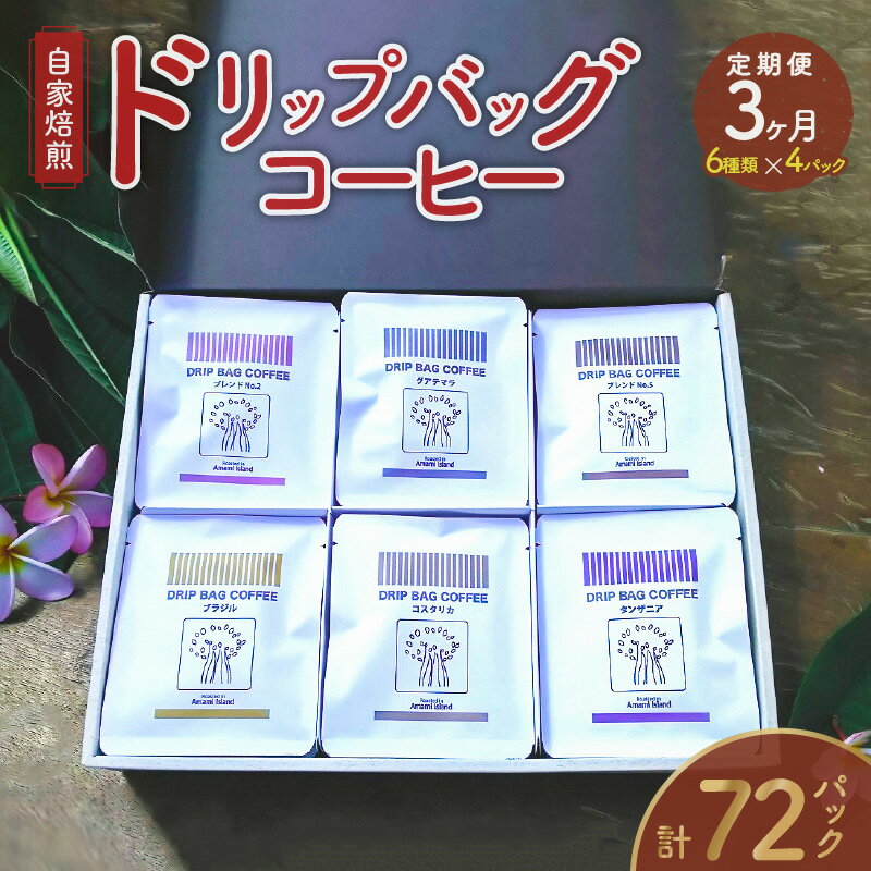 【ふるさと納税】コーヒー ドリップ 定期便 3ヶ月 自家焙煎 ドリップバッグ 詰め合わせ 24パック セット 6種類 各4パック 厳選 お楽しみ グアテマラ モカ コスタリカ ブラジル タンザニア ブレンド 包装 のし対応 プレゼント 贈り物 人気 お取り寄せ 豆と麦 送料無料