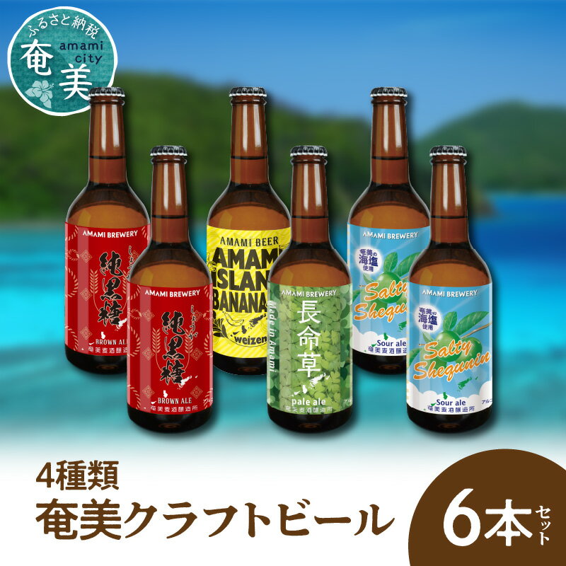 クラフトビール ブラウンエール ヴァイツェン ペールエール 330ml 4種類 計6本 家飲み ビール 地ビール 瓶ビール 鹿児島 奄美大島 純黒糖 ショウガ 島ばなな 長命草 シークニン ソルティー