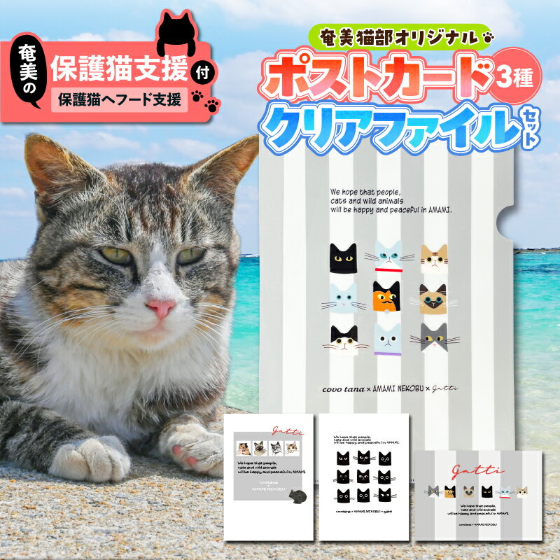 【ふるさと納税】【奄美の保護猫支援 保護猫フード 10日分】＋ ポストカード ＆ クリアファイル セット..
