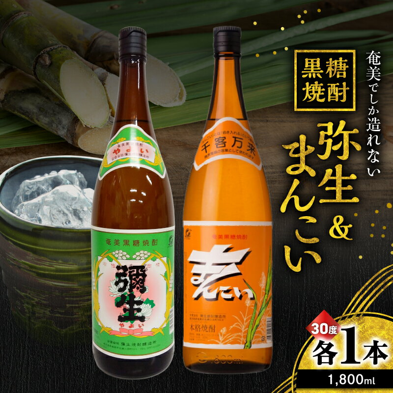 奄美でしか造れない黒糖焼酎 弥生 30度 1800ml & まんこい 30度 1800ml 2本入 セット 黒糖焼酎 焼酎 酒 お酒 アルコール 黒糖 本格焼酎 優等賞受賞 ロック 水割り お湯割り 美味しい 川崎商店 鹿児島 奄美市 おすすめ ランキング プレゼント ギフト