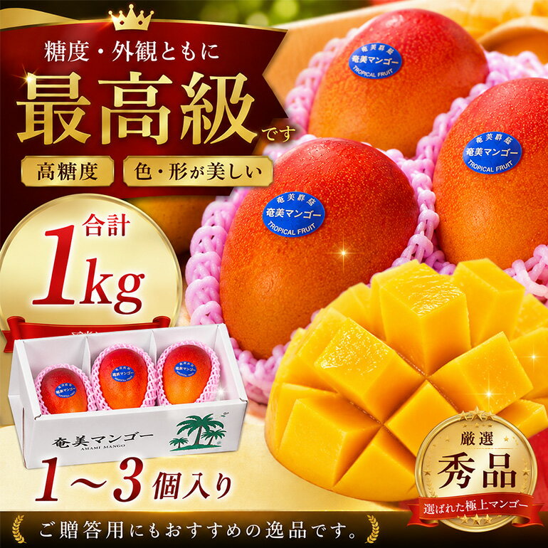 【ふるさと納税】【2026年先行予約】 マンゴー 1kg 約1～3玉 秀品 美玉 観光雑誌付き 奄美産 とろける甘さの黄金果肉 樹上完熟 完熟 奄美マンゴー のし対応可 鹿児島県 奄美市 お取り寄せ フルーツ 果物 トロピカルフルーツ 南国フルーツ ギフト 送料無料