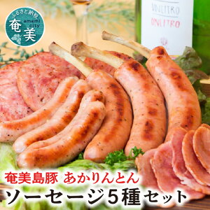 【ふるさと納税】ソーセージ 奄美島豚 あかりんとん 5種 詰め合わせ セット 肉 お肉 島豚 ブランド豚 ホワイト スモーク ジャンボフランク ボロニア ボンレスハム ハム ふっくら ジューシー BBQ ギフト 贈り物 プレゼント お取り寄せ 人気 送料無料 冷凍 奄美大島