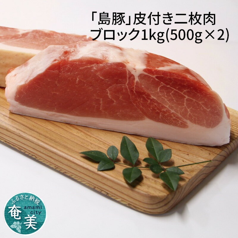 48位! 口コミ数「1件」評価「5」豚肉 1kg ブロック 500g × 2 皮付き 二枚肉 肉 島豚 奄美大島産 角煮 焼肉 BBQ 煮込み料理 ぷるぷる 甘い 脂身 とろけ･･･ 