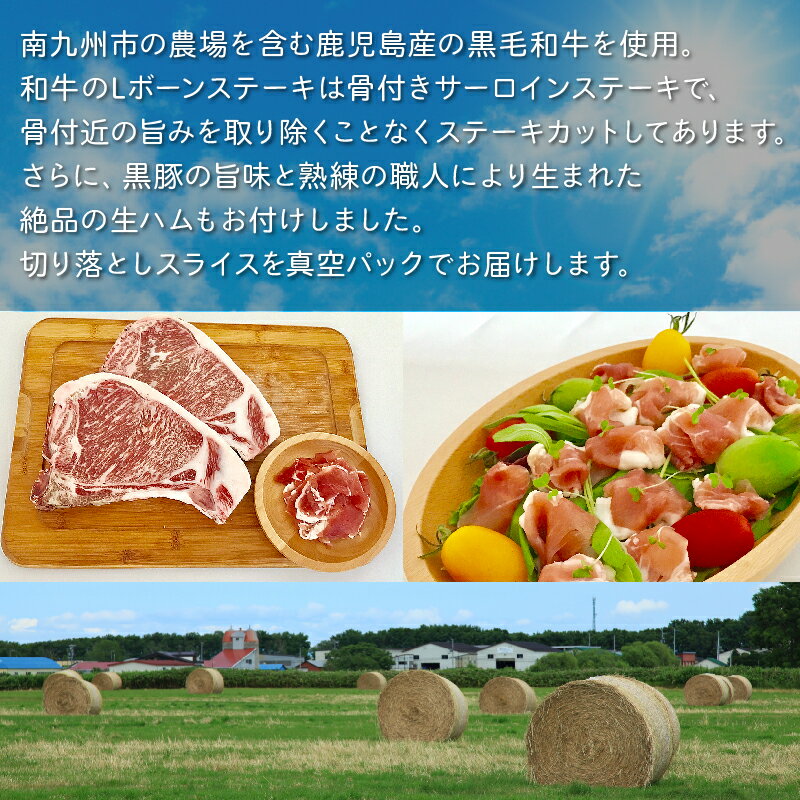 【ふるさと納税】Lボーンステーキたっぷり2枚!鹿児島黒豚の旨味と熟練の職人により生まれた生ハム