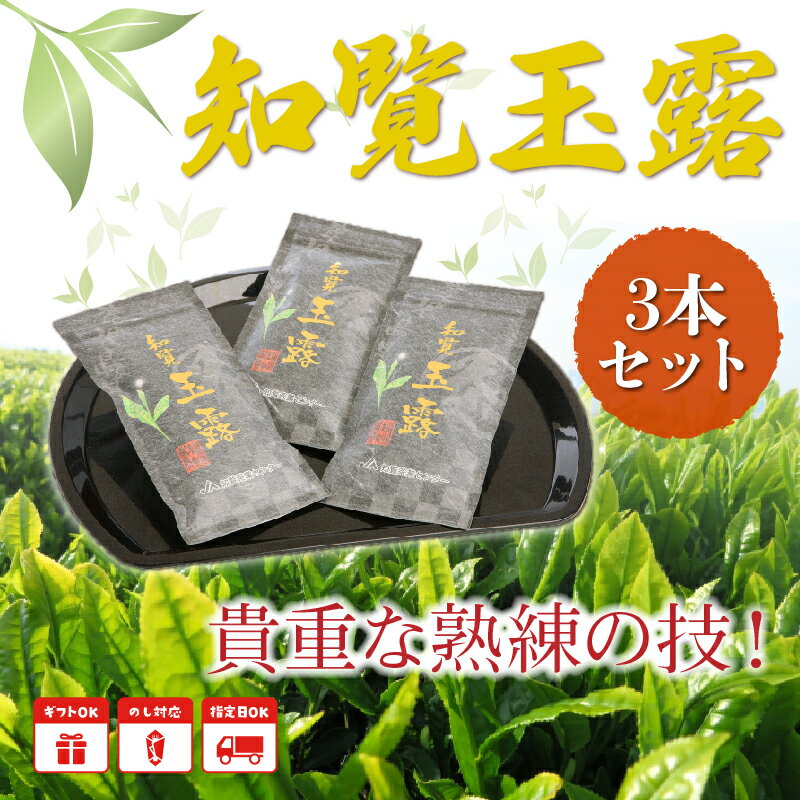 【ふるさと納税】貴重 知覧玉露 3本 セット 茶葉 知覧茶 緑茶 お茶 玉露 煎茶 熟練の技 旨み 日本茶 国産 手土産 ギフト対応 のし対応 指定日対応 贈り物 お取り寄せ 鹿児島県産 南九州市 送料無料 2