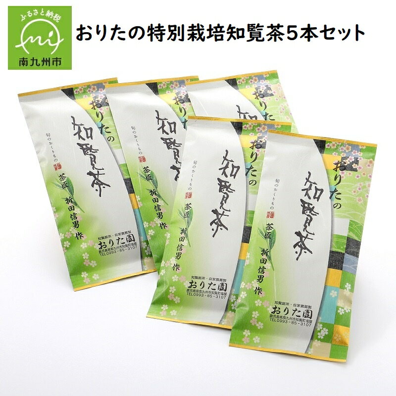 楽天鹿児島県南九州市【ふるさと納税】知覧茶 100g 5本 セット 計 500g お茶 茶葉 緑茶 おりたの特別栽培 栽培期間中 農薬不使用 南九州市知覧産 国産 優しい味 懐かしい香り ティータイム 自園自製 おりた園 鹿児島県 南九州市 お取り寄せ 送料無料