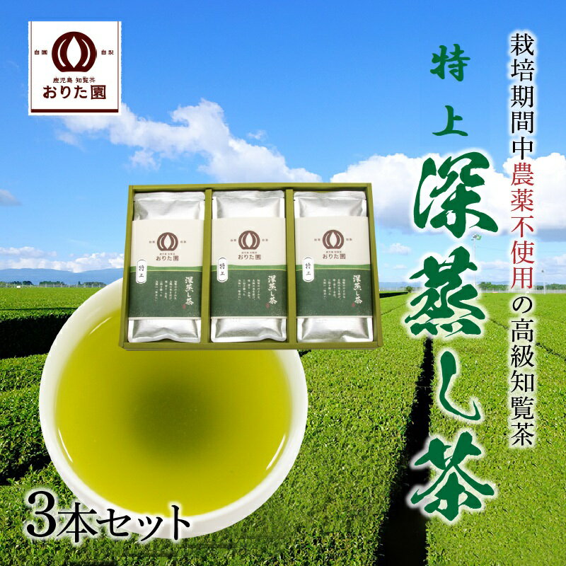 【ふるさと納税】知覧茶 おりた園 特上 深蒸し茶 100g 3本 計 300g セット 日本茶 緑茶 お茶 茶葉 優しい味 懐かしい 香り 鮮やか 水色 化粧箱 ギフト 贈答用 贈り物 鹿児島県 南九州市 お取り寄せ 送料無料