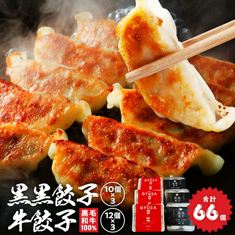 黒黒餃子10個入り×3Pと黒毛和牛100%牛餃子12個入り×3Pセット