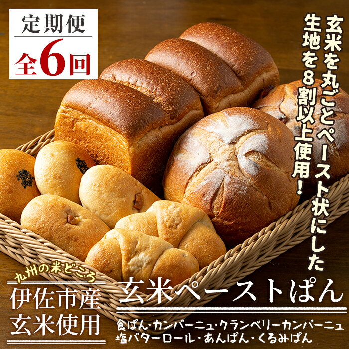 【ふるさと納税】【定期便】玄米ペーストぱん詰め合わせ定期便(6ヶ月) 自社栽培 玄米 パン 食ぱん カンパーニュ クランベリーカンパーニュ バターロール あんぱ...