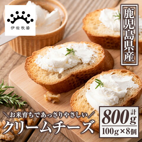 【ふるさと納税】《毎月数量限定》クリームチーズ(計800g・100g×8個) お米育ち由来のあっさりやさしいミルクで作ったフレッシュチーズ！デザート・お菓子・おつまみ等に大活躍【伊佐牧場】