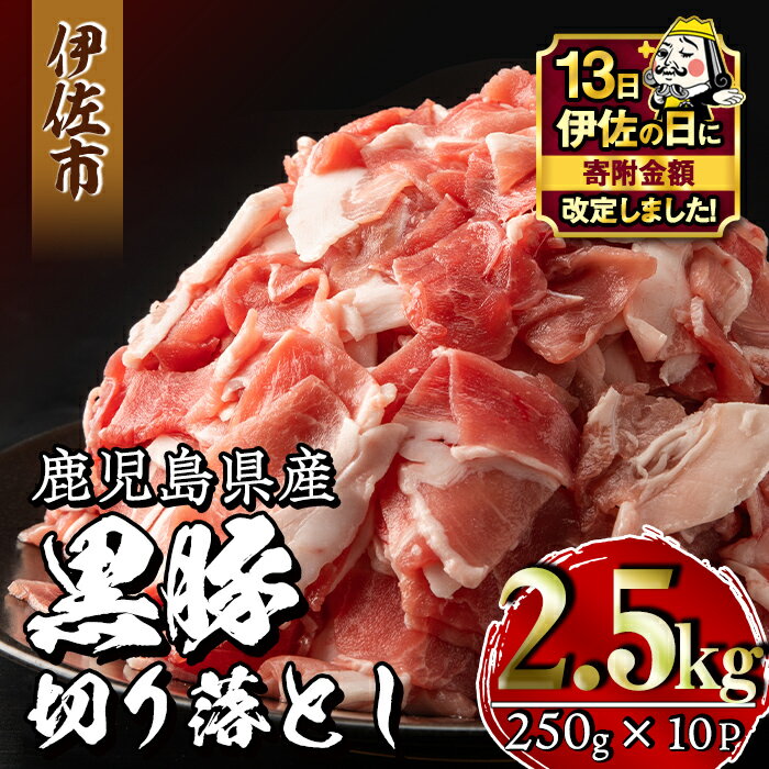 【ふるさと納税】【伊佐の日・寄附額改定】鹿児島県産黒豚切り落とし(計2.5kg・250g×10P) 精肉 小分け ..