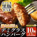 【ふるさと納税】「かごしま黒豚さつま」デミグラスハンバーグ1.5kg(150g×10パック)ハンバーグ デミソース 国産 鹿児島県産 肉 豚 豚肉 総菜 おかず 温めるだけ 湯煎 簡単 冷凍 個包装 小分け【AKR Food Company】