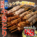 レンジで簡単国産やきとり詰め合わせ＜冷凍＞計48本、約1.2kg超！鶏肉 鳥肉 焼鳥 もも 皮 とり皮 むねねぎま ささみ つくね 豚バラ 豚バラ串 タレ 塩 温めるだけ セット 小分け 加工品 総菜 おかず 