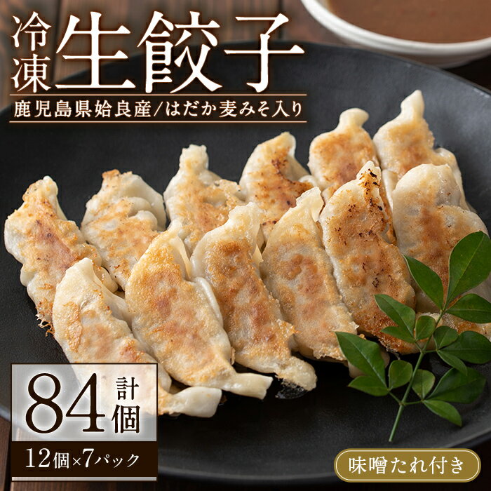 53位! 口コミ数「1件」評価「4」あいらはだか麦味噌入り冷凍生ぎょうざ「あいらの愛がとまらない餃子」計84個(12個入り×7P)味噌たれ付き！国産 姶良市 餃子 ぎょうざ ギ･･･ 