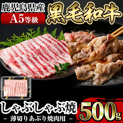 ≪A5等級≫鹿児島県産黒毛和牛しゃぶ焼(薄切りあぶり焼き・500g)ギフト箱入り！国産 肉 牛肉 牛 黒毛和牛 薄切り バラ 肩バラ 友バラ 焼肉 こうね焼き しゃぶしゃぶ焼き【水迫畜産】