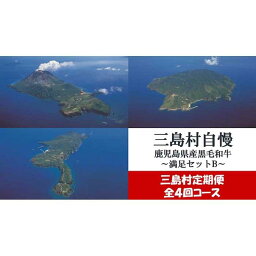 【ふるさと納税】【定期便/全4回】三島村自慢鹿児島県産黒毛和牛お届けセット～満足B～ | 黒毛和牛 しゃぶしゃぶ すき焼 すきやき ブロック肉 定期便 ご当地 グルメ お取り寄せ お取り寄せグルメ おすすめ 人気 鹿児島県 三島村