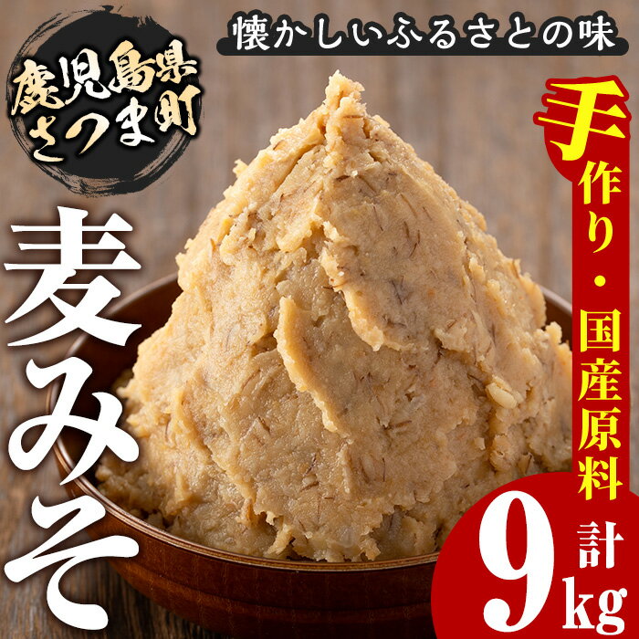 【ふるさと納税】さつまみそ美人(900g×10袋・計9kg) 鹿児島 国産 手作り原材料 麦味噌 むぎみそ 無添加 味噌汁 豚汁 昔ながら【Helloさつま】