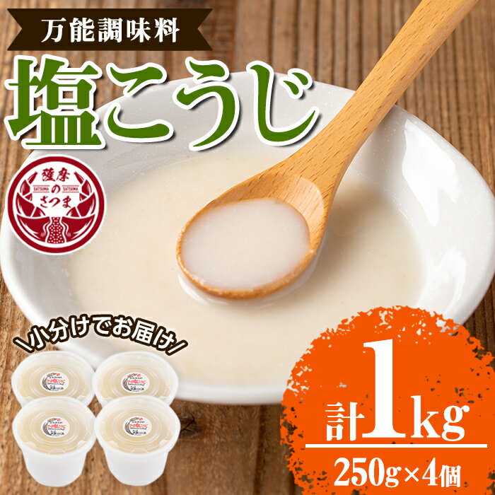 【ふるさと納税】塩こうじ(計1kg・250g×4個)塩麹 塩糀 しおこうじ 万能調味料 料理 下味 和食 発酵食品 小分け 【さつま北原こうじ店】