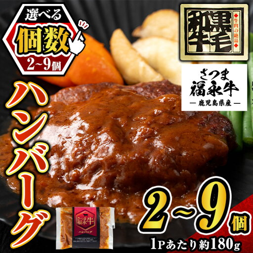 【ふるさと納税】〈個数が選べる!〉さつま福永牛 鹿児島黒毛和牛 ハンバーグ(約180g×2P~9P) 鹿児島 国産 九州産 黒毛和牛 牛肉 ひき肉 ハンバーグ 惣菜 おかず 冷凍ハンバーグ 冷凍 電子レンジ 簡単調理 【福永畜産】 【ふるさと納税】〈個数が選べる!〉さつま福永牛 鹿児島黒毛和牛 ハンバーグ(約180g×2P~9P) 鹿児島 国産 九州産 黒毛和牛 牛肉 ひき肉 ハンバーグ 惣菜 おかず 冷凍ハンバーグ 冷凍 電子レンジ 簡単調理 【福永畜産】