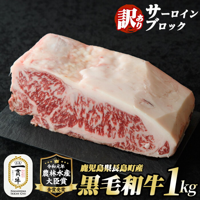 【ふるさと納税】《訳あり》鹿児島県長島町産 サーロインブロック 1kg 黒毛和牛 和牛 特産品 国産 ブロック 塊肉 牛 ウシ 牛肉 ステーキ 焼肉 BBQ バーベキュー ビーフ 農林水産大臣賞【宮路フ…