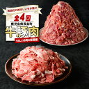 【ふるさと納税】<定期便・毎月発送全4回> うれしいお肉の定期便 鹿児島県産 豚肉 切り落とし (計4kg・500g×8P) 黒毛和牛 切り落とし (計600g・300g×2P) ふるさと納税 定期便 定期 いろいろな料理に使用できる 国産 【コワダヤ】【宮路ファーム】nagashima-1520