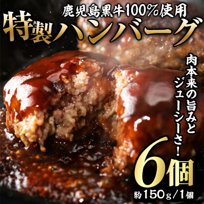 鹿児島黒牛特選ハンバーグ(計約900g・約150g×6個)国産 鹿児島 ハンバーグ 冷凍 セット 詰め合わせ 惣菜 肉 黒牛 牛肉 加工品 小分け 簡単調理 おかず chuzan-6123