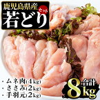 【ふるさと納税】鹿児島県産若どりセット(計8kg)国産 九州産 鹿児島県産 鶏 とり肉 鶏肉 トリ肉 むね肉 ササミ 手羽元 てばもと セット 詰め合わせ 真空 唐揚げ 冷凍 焼き鳥【まつぼっくり】matu-6100