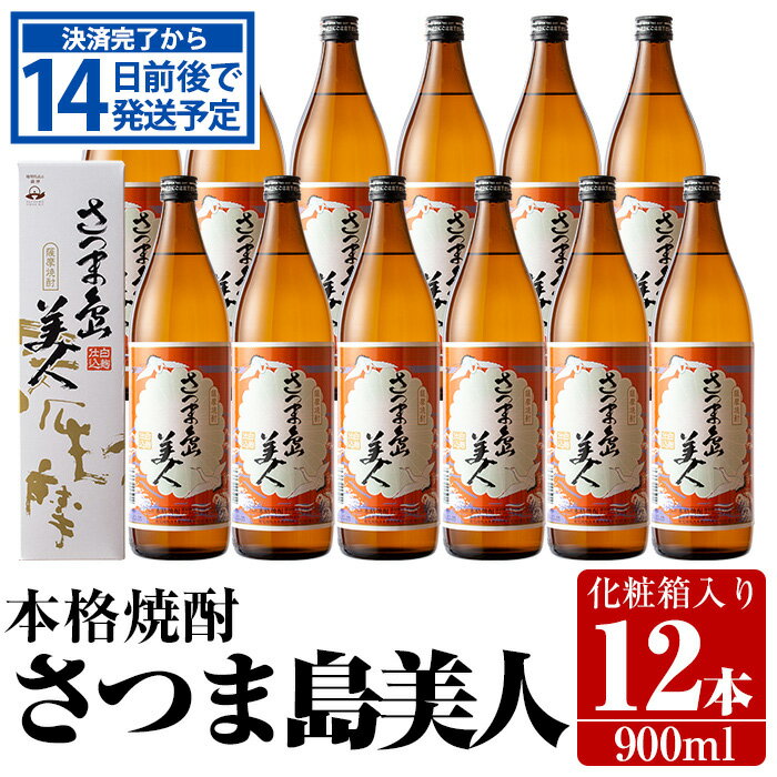 【ふるさと納税】＜化粧箱入り！＞本格焼酎さつま島美人(900ml×12本)鹿児島県産 国産 特産品 長島町産 芋 さつま芋 サツマイモ 酒 アルコール さつま島美人 鹿児島焼酎 セット 詰め合わせ 焼酎 nagashima-6065